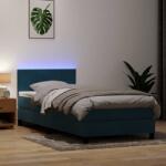 vidaXL sötétkék bársony rugós ágy matraccal 80x220 cm (3317101)