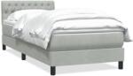 vidaXL világosszürke bársony rugós ágy matraccal 90x220 cm (3316527)