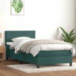 vidaXL sötétzöld bársony rugós ágy matraccal 100x210 cm (3316680)