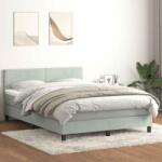 vidaXL világosszürke bársony rugós ágy matraccal 140x210 cm (3316689)