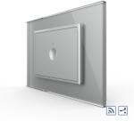 LIVOLO Intrerupator simplu cap scara / cap cruce wireless cu touch Livolo cu rama din sticla, standard Italian - Serie noua - culoare gri