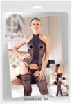 Mandy Mystery - set plasă cu model și guler înalt - negru (S-L)