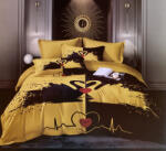 idealisotthon Ágyneműhuzat pároknak - 7 részes - hattyúk - fekete és sárga (IO-SY-BL-SWAN-7-BKYW)