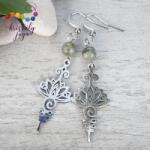 Kristály Jóga Shop Labradorit 6 mm-es ásvány fülbevaló, lótusszal