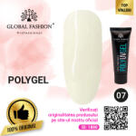 Global Fashion Polygel pentru constructie unghii, Global Fashion, 30 g, Alb, 07
