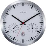 NeXtime Ceas cu termometru și higrometru Weather Station Clock alb-argintiu (90514WI)
