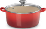 Le Creuset Tavă pentru gătit și copt Tradition Collection 24 cm vișinie cu capac de sticlă (27001240602423)