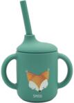 Sassi Силиконова чаша със сламка Sassi - Crunchy the Fox, зелена (SSSI1709)