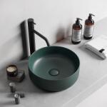 Foglia Lavoar baie pe blat, verde inchis mat, rotund, linii 3D Foglia Line (102MDG)