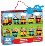 Luna Vonatos puzzle, Vonat számokkal óriás padló puzzle - 48 darabos ( 465956 ) 90x60cm