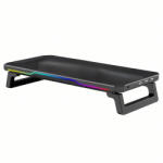 WPOWER Multifunkciós RGB monitor állvány, 3x USB2.0 + 1x Type-C HUB, vezeték nélküli töltés, fekete (SUNS0370-B)