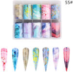 Everin Set 10 Folii Transfer Unghii Marble ZRZ-55 | Nail Art Profesional 100×4 cm (ZRZ-55)