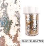 Everin Foiță decor unghii Q007 Silver Gold 4x50 cm | Folie argintie cu inserții aurii (Q007)