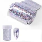 Everin Folie de transfer BP-56 4x100 cm | Decor argintiu holografic cu puncte pentru unghii (BP56)