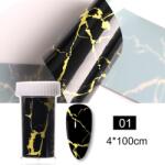 Everin Folie Transfer Unghii Marmură Neagră Auriu BP-53 4×100 cm | Nail Art Profesional (BP53)