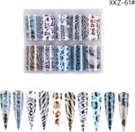 Everin Set 10 Folii Transfer Unghii Animal Print XKZ-61 | Nail Art Profesional 100×4 cm (XKZ-61)