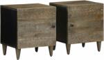 vidaXL 2 db világosszürke tömör mangófa éjjeliszekrény 40 x 33 x 46 cm (4017789)