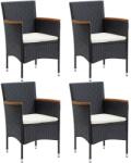 vidaXL 4 db fekete polyrattan kerti étkezőszék (318502)