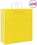 vidaXL 50 db sárga papírzacskók fogantyúkkal 45x17x48 cm (4102003)