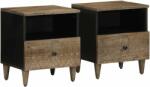 vidaXL 2 db világosszürke tömör mangófa éjjeliszekrény 40 x 33 x 46 cm (4017799)