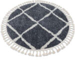 Berber Szőnyeg BERBER CROSS B5950 kör szürke / fehér Rojt shaggy kör 160 cm (GR2834)