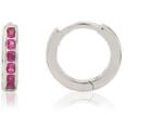 Ezüst fülbevaló bepattintós karika pink kövekkel 10mm ródiumbevonatos