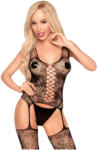 Penthouse Love Bud - csipke nyitott necc szett (fekete) - szexaruhaz
