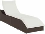 vidaXL összecsukható napozóágy párnával és tárolóval barna polyrattan (4104221) - pepita
