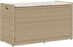 vidaXL bézs polyrattan kültéri tárolópad párnával 100 cm (4104064) - vidaxl