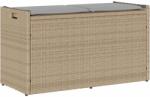 vidaXL bézs polyrattan kültéri tárolópad párnával 100 cm (4104063)