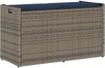 vidaXL szürke polyrattan kültéri tárolópad párnával 100 cm (4104067)