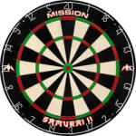 Mission Darts Darts tábla, sisal, Mission Samurai II, verseny minőségű, élezett dróttal