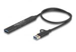 Delock 4 portos vékony USB hub USB Type-C vagy A-típusú USB csatlakoztatóval és 3 x USB 5 Gbps USB Type-C és 1 x USB 5 Gbps A-típusú (64272) (64272)
