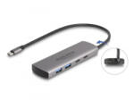 Delock USB 10 Gbps Hub 2 A-típusú USB port és 2 USB Type-C port USB Type-C csatlakozóval és egy további tápporttal (64299)