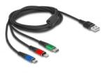 Delock USB töltő kábel 3 az 1-A-típusú apa Lightning -, Micro USB- és USB Type-C csatlakozáshoz 3-színű 2 m (90156) (90156)