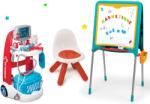Smoby Set cărucior medical electronic Medical Smoby și tablă magnetică cu două feţe, rabatabilă (SM340202-7R)