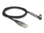 Delock Adat és töltő kábel A-típusú USB - Lightning iPhone , iPad , iPod eszközökhöz hajlított álló funkcióval, fekete és 1, 5 m