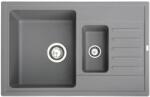Metalac Quadro Plus 1.5D Metalac Xgranit Gránit Mosogatótálca - Extra mély, Csepegtetőtálcás, Design, Grafit (372988) - rent-xgranit