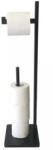 Kinghoff 2in1 bambuszfa wc kefe állvány wc papír tartóval - fekete (KH-1749) (KH-1749)