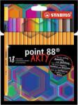 STABILO Tűfilc készlet, 0, 4 mm, STABILO Point 88 ARTY, 18 különböző szín