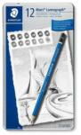 STAEDTLER Grafitceruza készlet, fém doboz, hatszögletű, STAEDTLER Mars Lumograph 100, 12 különböző keménység