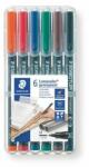 STAEDTLER Alkoholos marker készlet, OHP, 1 mm, STAEDTLER Lumocolor® 317 M, 6 különböző szín