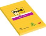 3M Öntapadó jegyzettömb, 102x152 mm, 90 lap, vonalas, 3M POSTIT Super Sticky, sárga