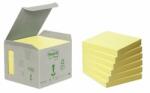 3M Öntapadó jegyzettömb, 76x76 mm, 6x100 lap, környezetbarát, 3M POSTIT, sárga - oneclick