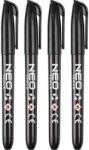 NEO TOOLS 4db jelölőfilc, vízálló olajalapú festékkel, használat előtt felrázandó, fekete, normál hegyű, Minimum rendelés: 6cs (13-856)