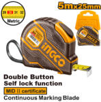 INGCO Ruletă de măsurare 5 m x 25 mm cu cauciuc (HSMT08051E)