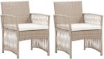 vidaXL 2 db bézs polyrattan kerti karosszék párnákkal (363408) - vidaxl