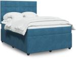 vidaXL sötétkék bársony rugós ágy matraccal 140x190 cm (3292338)