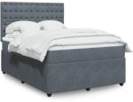 vidaXL sötétszürke bársony rugós ágy matraccal 140x190 cm (3294647)