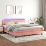 vidaXL rózsaszín bársony rugós és LED-es ágy matraccal 180x200 cm (3134422)